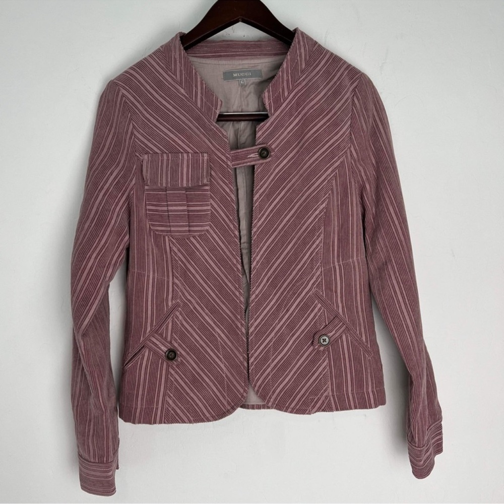 Mucci Mauve Striped Blazer Jacket | IT 42 / US 6 | Corduroy Retro